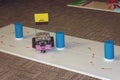 KROPIVNITSKIY, UKRAINE Ã¢â¬â 12 MAY, 2018: Programmable four wheels drive (4WD) robotic car with obstacle avoidance and line follow